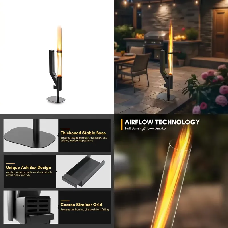 Outdoor Camping Heater - เตาผิงไม้แบบใช้เม็ดเชื้อเพลเล็ตพร้อมท่อระบายควันแบบกระจก สำหรับลานบ้าน แคมป์ปิ้ง สวนกลางแจ้ง ให้ความอบอุ่นอย่างมีประสิทธิภาพ
