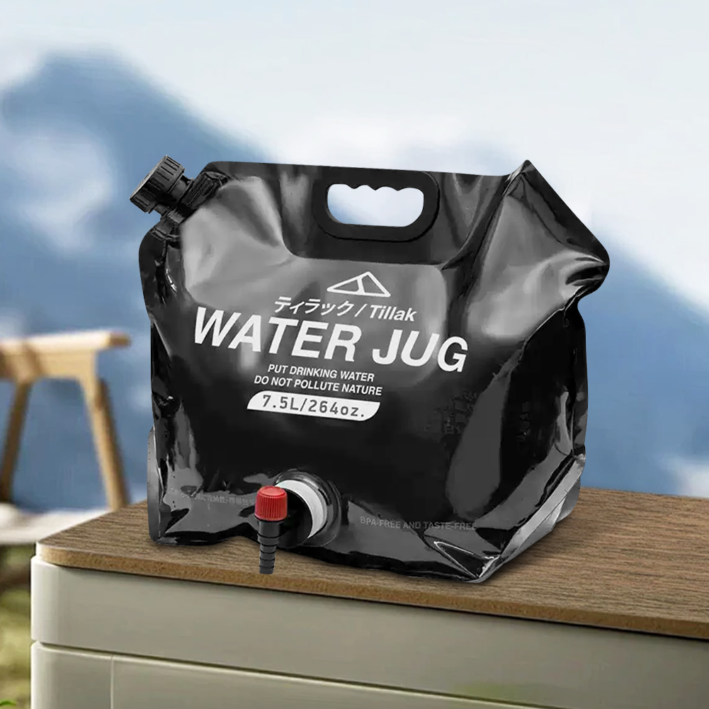 Outdoor Camping Water Jug - ถุงน้ำขนาด 7.5 ลิตรพร้อมก๊อกน้ำ กระเป๋าใส่น้ำแบบพับได้ ความจุขนาดใหญ่ ถังเก็บน้ำ