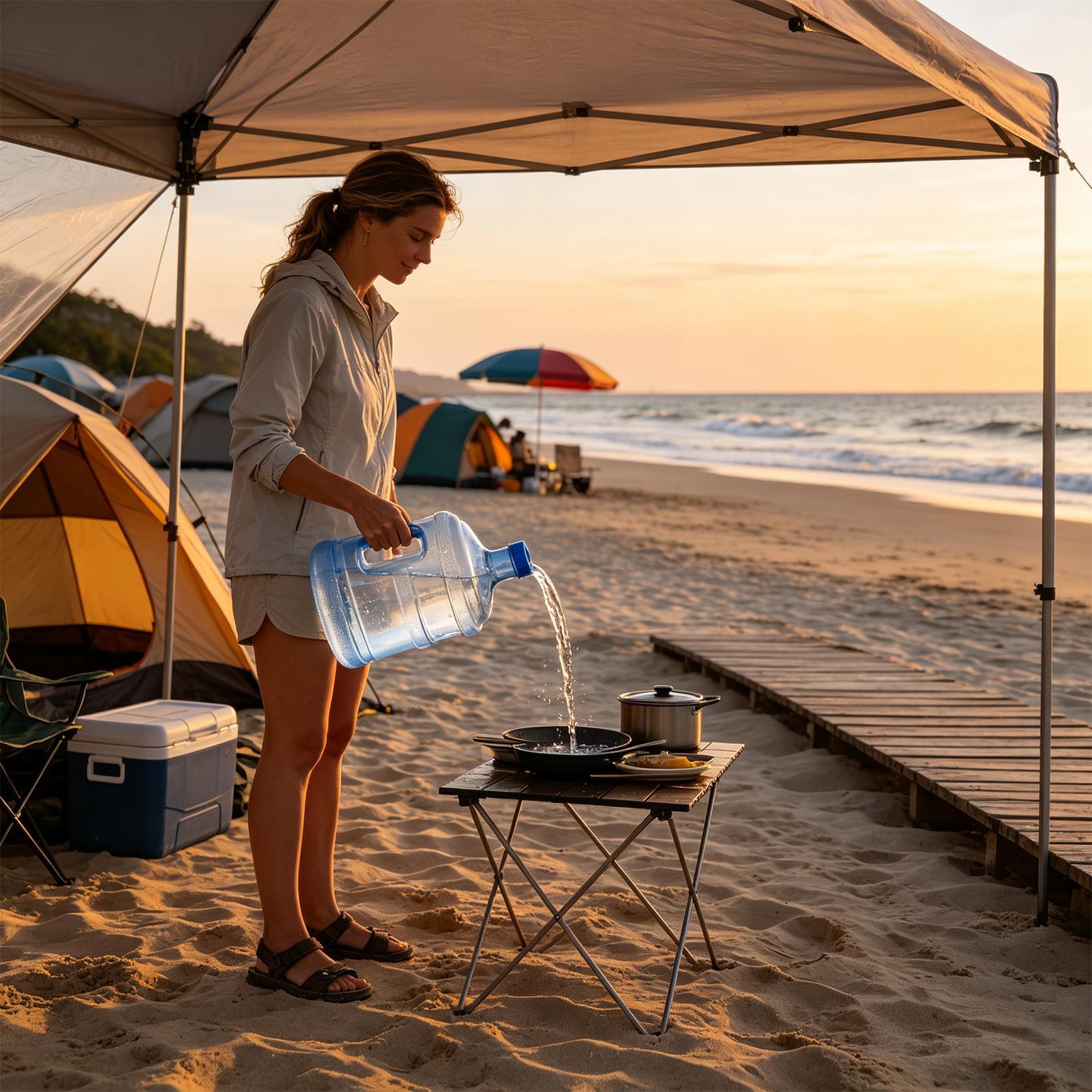 Outdoor Camping Water Jug - ขวดน้ำ 11.3 ลิตร ป้องกันการรั่วซึม พร้อมฝาปิดและหูจับ ขวดน้ำสำหรับกิจกรรมกลางแจ้ง
