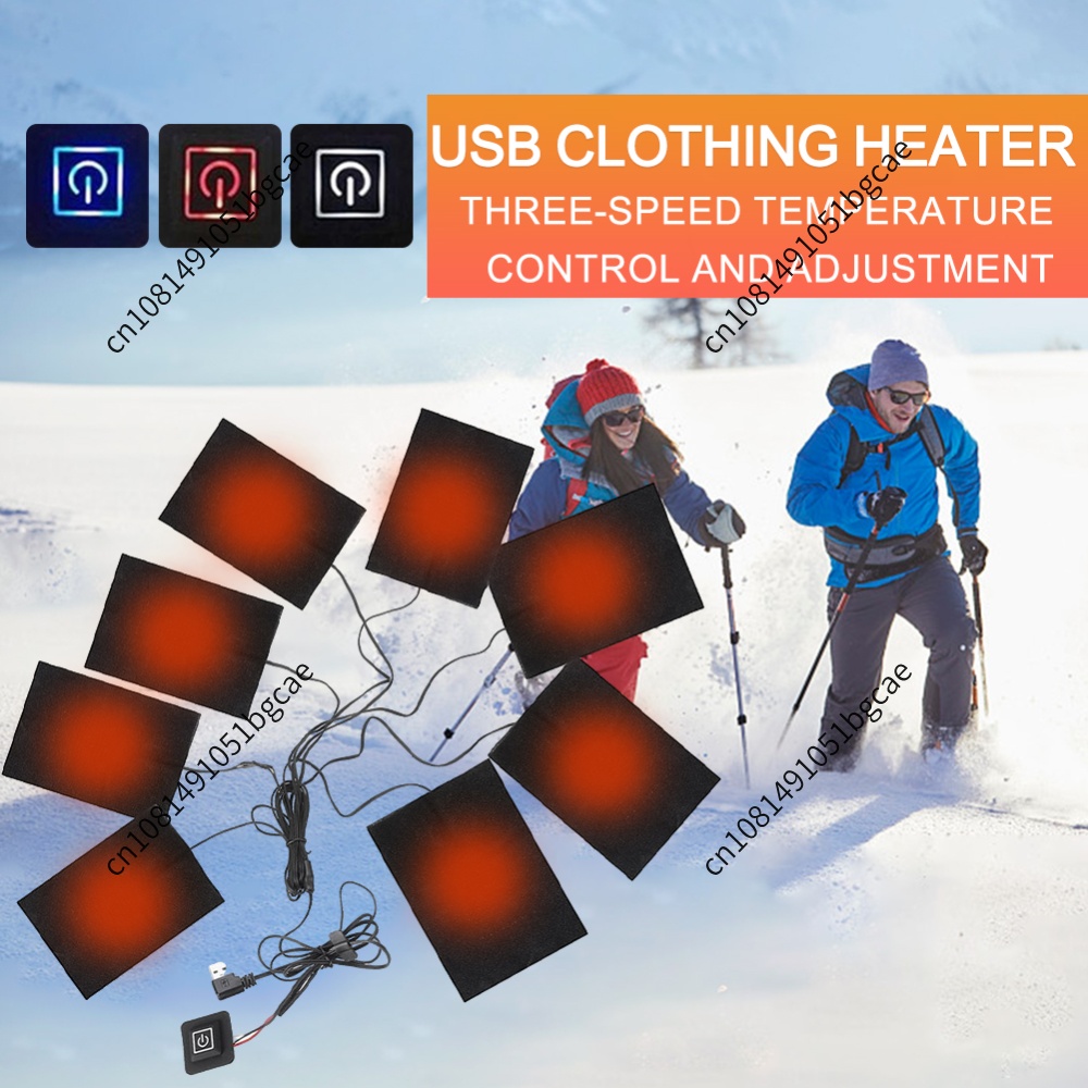 Outdoor Camping Heater - แผ่นทำความร้อน USB เครื่องทำความร้อนไฟฟ้าแบบผ้า 3 ระดับ แผ่นทำความร้อนสำหรับเสื้อแจ็คเก็ต