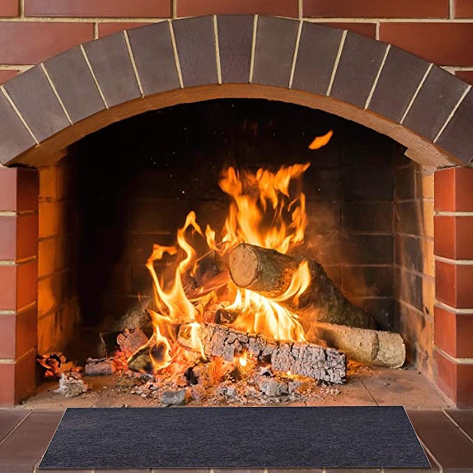 Outdoor Camping Fireplace - ทนไฟเตาผิง Hearth พรมสีดําชั้นพรมกันลื่นพรมป้องกันเปลวไฟ Pad Corridor พรมด้านหน้าประตู