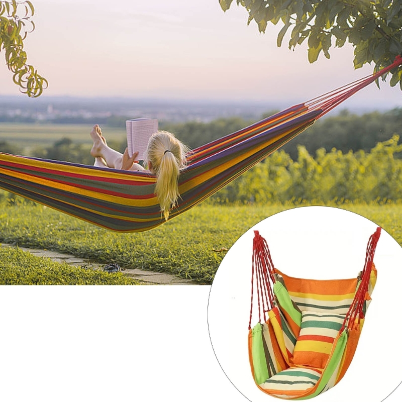 Outdoor Camping High Chair - Ergonomic ระงับเก้าอี้ที่ถอดออกได้หมอนและกระเป๋าถือ Strong กรอบโลหะ Swing เตียงสำหรับ