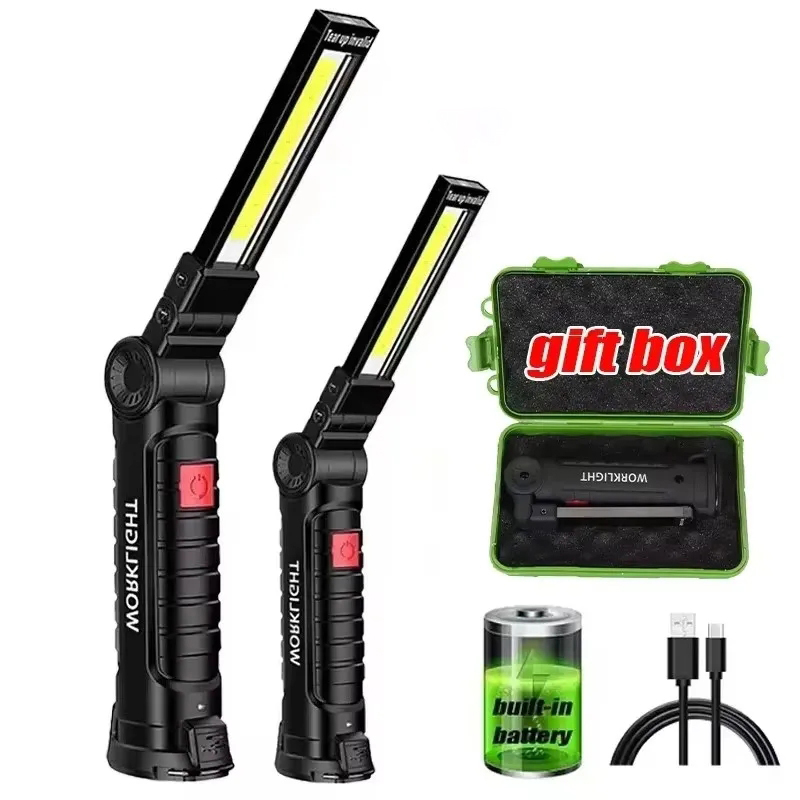Outdoor Camping Glamping - ไฟฉายพกพาแบบพกพา USB ชาร์จไฟได้ หลอดไฟ LED ทำงานได้