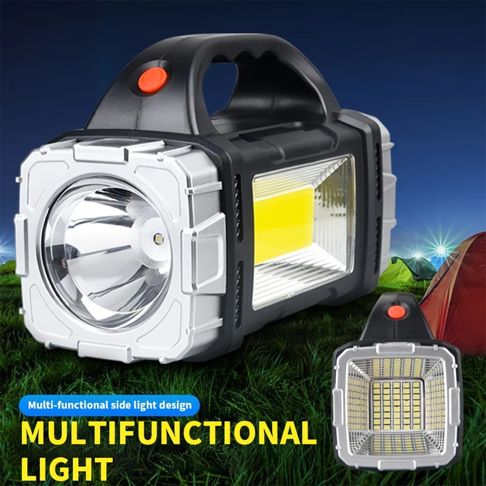 Outdoor Camping Glamping - ไฟฉายแบบพกพาที่มีประสิทธิภาพแบบชาร์จไฟได้ผ่าน USB ไฟ LED พลังงานแสงอาทิตย์พร้อมไฟทำงานแบบ COB