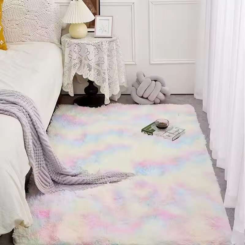 Outdoor Camping Games For Adults - VIKAMA พรมขนฟูแบบ Tie-dye สำหรับห้องนั่งเล่น ตกแต่งบ้าน พรมข้างเตียงเด็ก