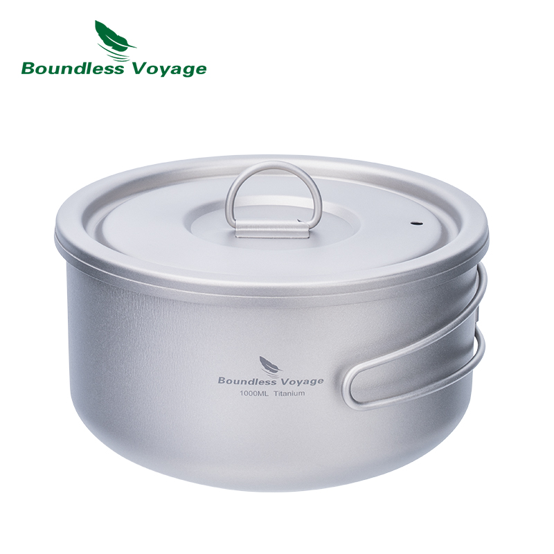 Camp Cooking Set - Boundless Voyage ไทเทเนียม Camping หม้อพร้อมฝาปิด Ultralight