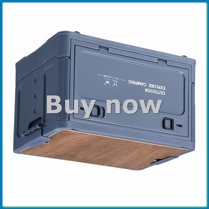 Outdoor Camping Box - กล่องเก็บของพับได้สำหรับตั้งแคมป์กลางแจ้ง กล่องเก็บของในรถยนต์ อุปกรณ์แคมป์ปิ้งสำหรับการเดินทางกลางแจ้ง สีฟ้า, S-ABHG