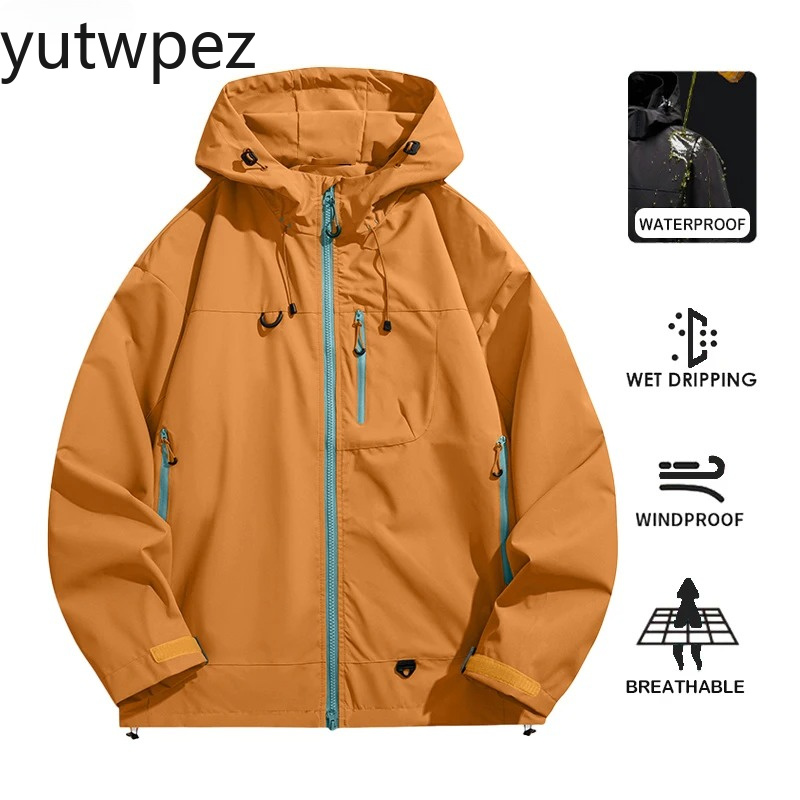 Outdoor Camping Brand - เสื้อแจ็คเก็ตกันน้ำสำหรับผู้ชายและผู้หญิง เสื้อกันลมสำหรับเดินป่า ตั้งแคมป์ ปีนเขา เสื้อกันฝนสำหรับกีฬากลางแจ้ง รุ่น
