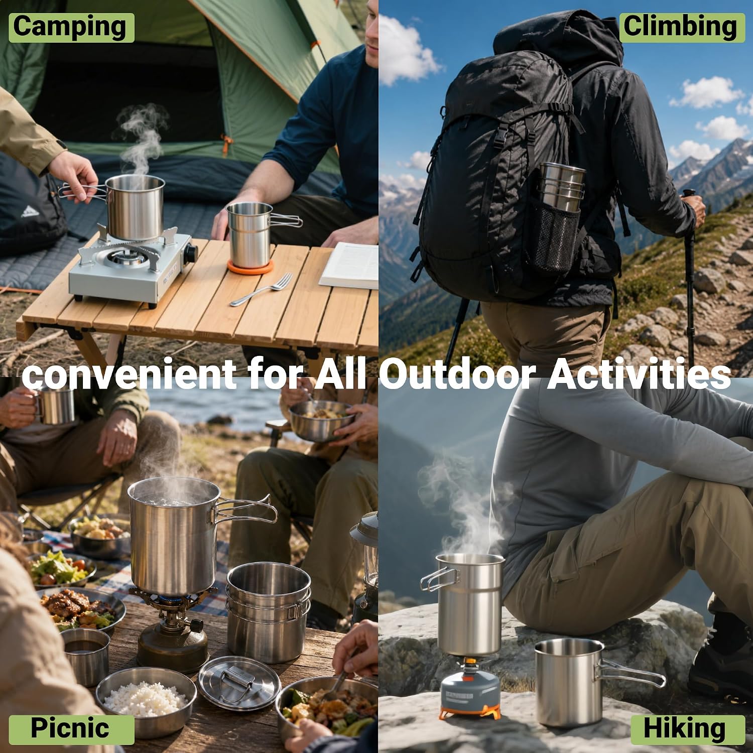 แก้วพับได้สำหรับแคมป์ปิ้ง หม้อ - Camp Cooking Set บทวิจารณ์และราคา