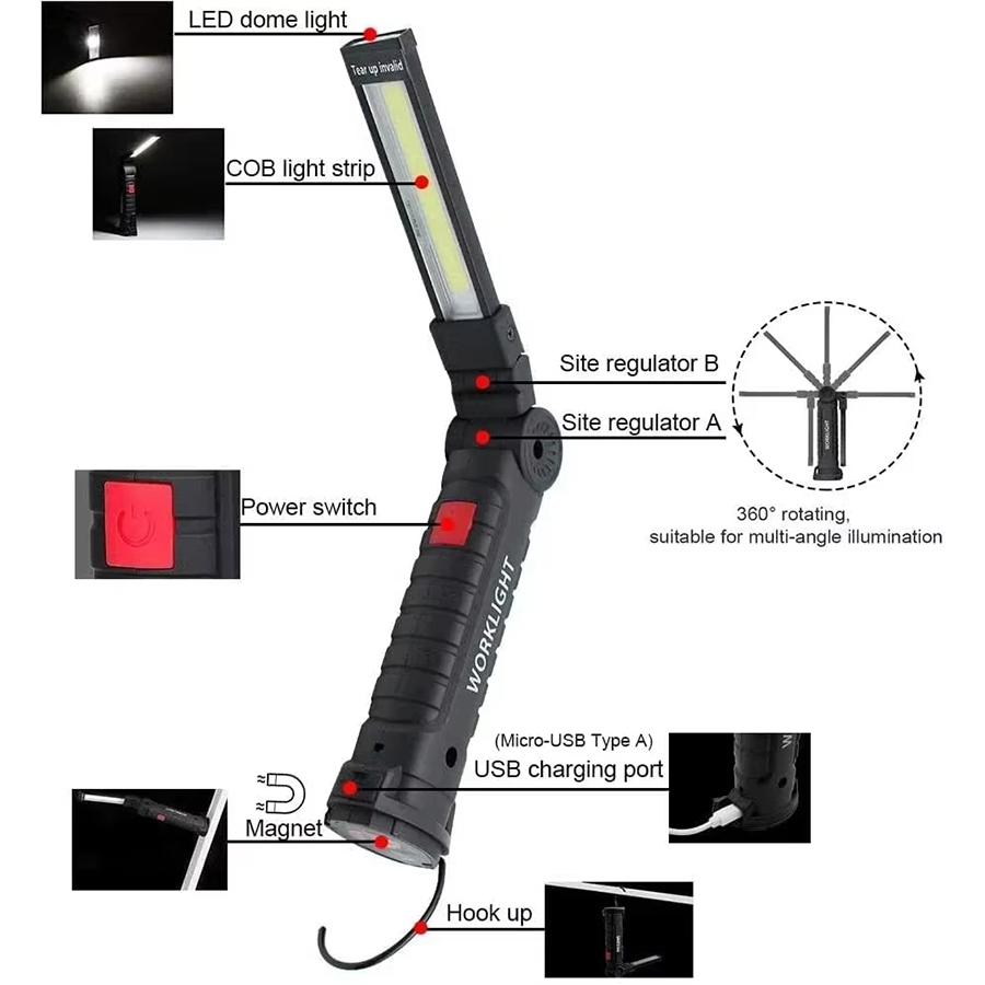 ไฟฉาย LED แบบพกพาพร้อมตะขอแม่เ - Outdoor Camping Glamping บทวิจารณ์และราคา
