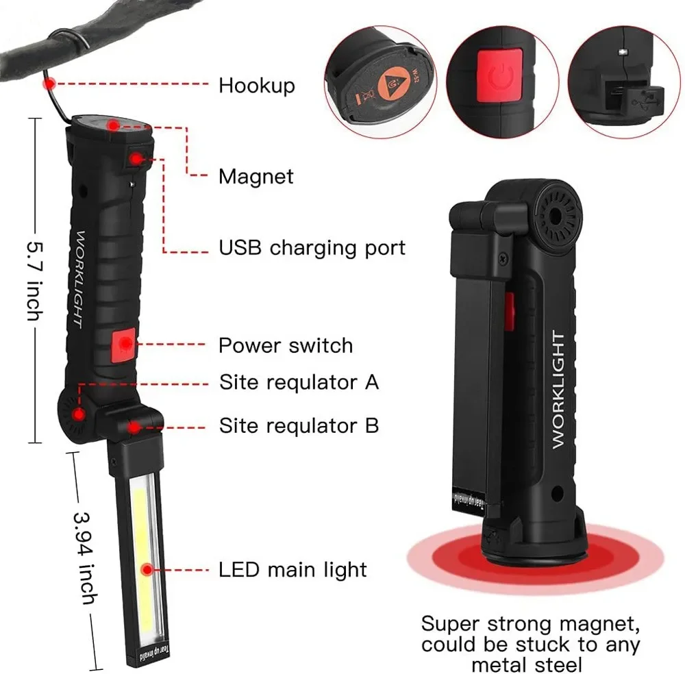 แบบพกพา COB ไฟฉาย LED USB ชาร์ - Outdoor Camping Glamping บทวิจารณ์และราคา