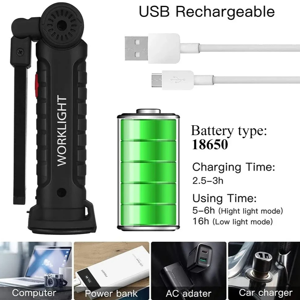 แบบพกพา COB ไฟฉาย LED USB ชาร์ - Outdoor Camping Glamping บทวิจารณ์และราคา