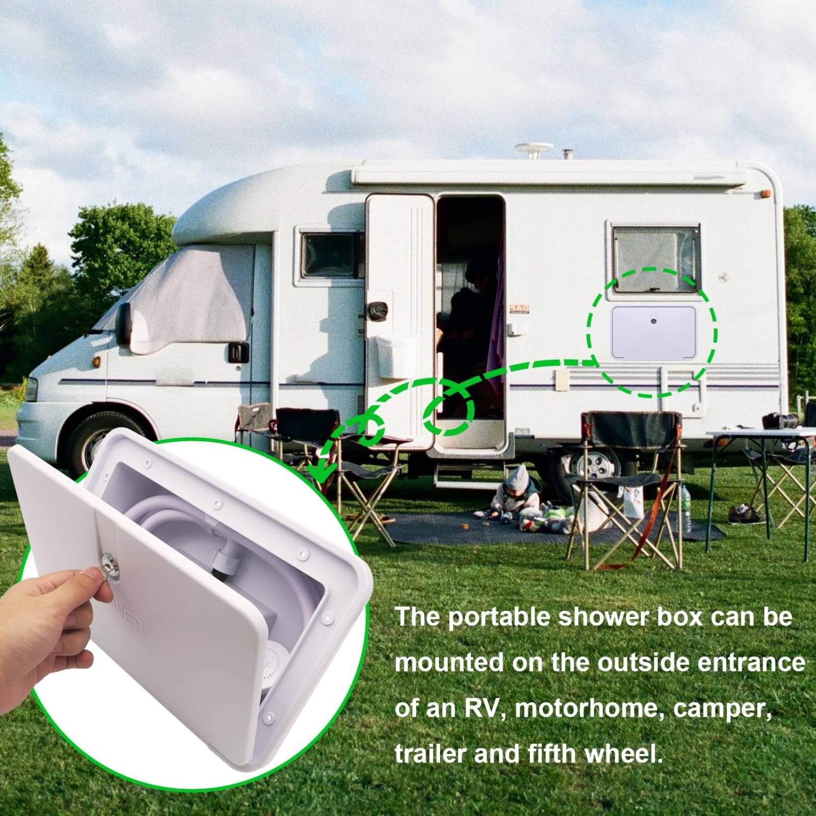 กล่องฝักบัวภายนอกรถบ้าน RV ชุด - Outdoor Camping Box บทวิจารณ์และราคา