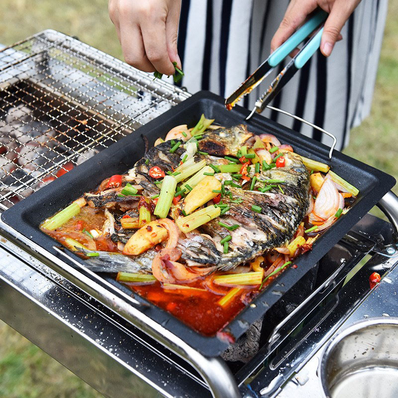 กระทะย่างทรงสี่เหลี่ยมหนาสำหรั - Camp Cooking Set บทวิจารณ์และราคา