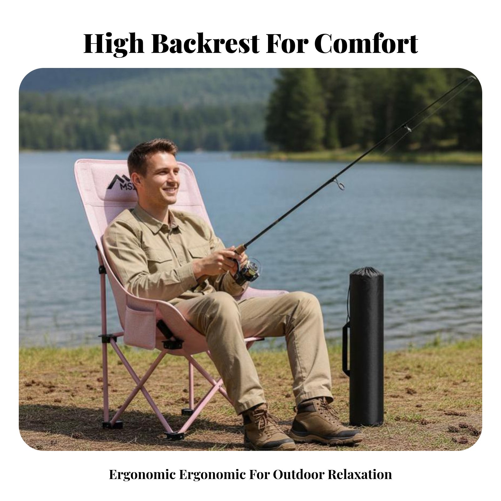 เก้าอี้พับได้ตาข่ายพนักพิงสูง  - Outdoor Camping High Chair บทวิจารณ์และราคา